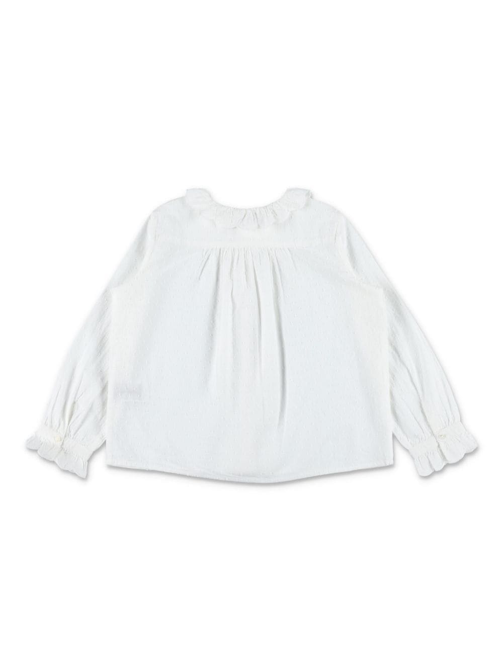 Blusa con ruches per bambina Bonpoint bianco con orli elasticizzati - Rubino Kids