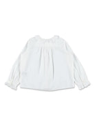 Blusa con ruches per bambina Bonpoint bianco con orli elasticizzati - Rubino Kids