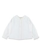 Blusa con ruches per bambina Bonpoint bianco con orli elasticizzati - Rubino Kids