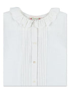 Blusa con ruches per bambina Bonpoint bianco con orli elasticizzati - Rubino Kids