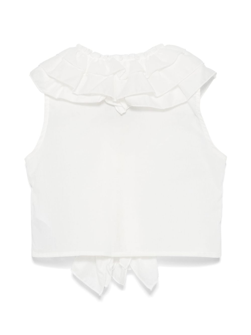 Blusa con ruches per bambina Monnalisa bianco con placca con logo - Rubino Kids