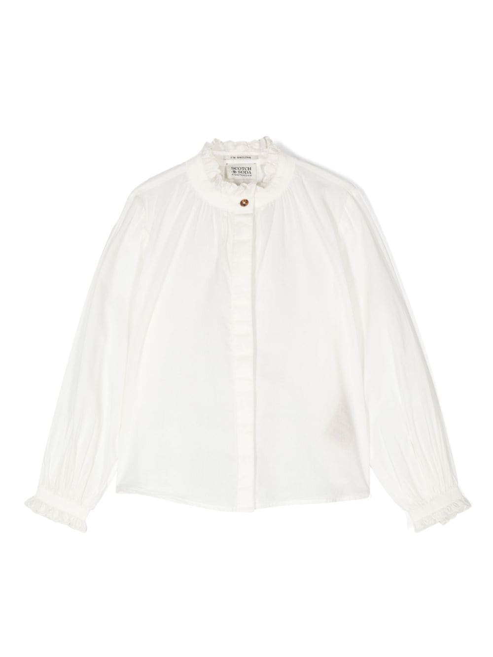 Blusa con ruches per bambina Scotch & Soda bianco con colletto arricciato - Rubino Kids