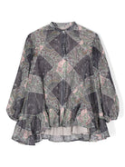 Blusa con stampa paisley per bambina ETRO KIDS blu con trama metallizzata - Rubino Kids