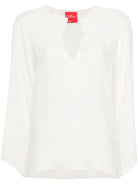 Blusa in crêpe de chine per donna Merci bianco con scollo con spacco - Rubino Kids