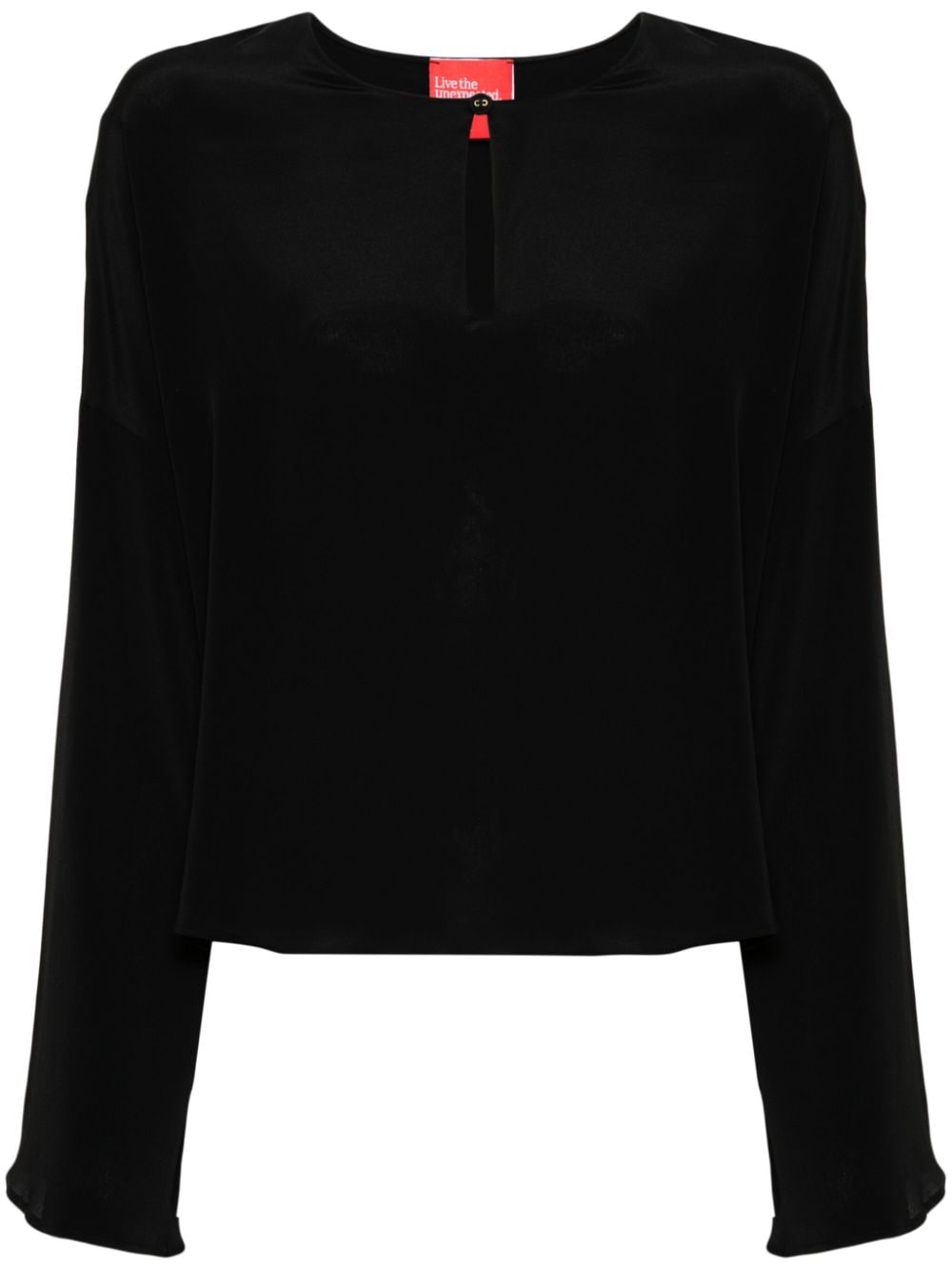 Blusa in crêpe de chine per donna Merci nero con scollo rotondo - Rubino Kids