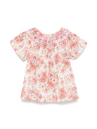 Blusa per bambina Bonpoint adelice beige con stampa con fiori all - over - Rubino Kids