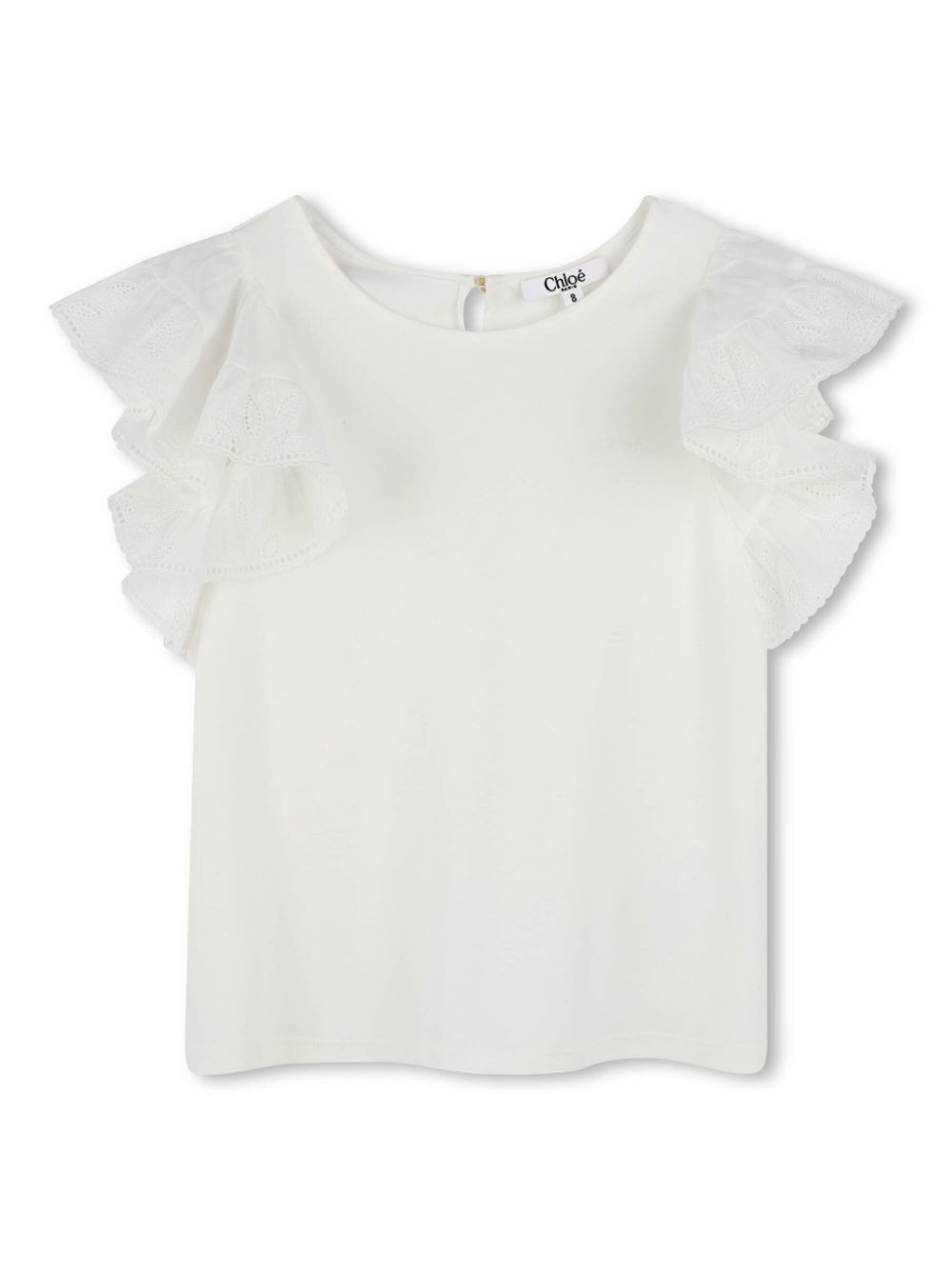 Blusa per bambina Chloé Kids Fancy bianco con dettagli ruches - Rubino Kids