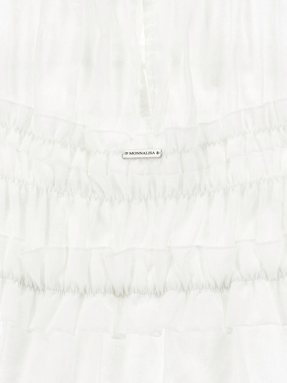 Blusa per bambina Monnalisa bianca con dettagli con ruches - Rubino Kids