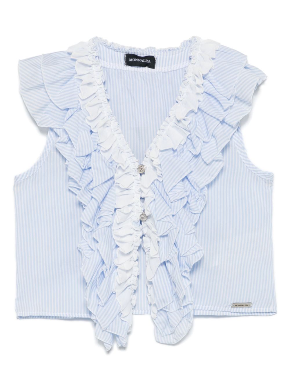 Blusa per bambina Monnalisa blu a righe con motivo a righe verticali - Rubino Kids