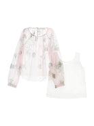 Blusa per bambina Monnalisa rosa chiaro con stampa a fiori - Rubino Kids