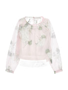 Blusa per bambina Monnalisa rosa chiaro con stampa a fiori - Rubino Kids