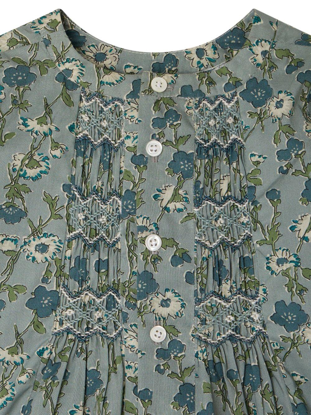 Blusa per neonata Bonpoint Blissi verde con motivo a fiori - Rubino Kids