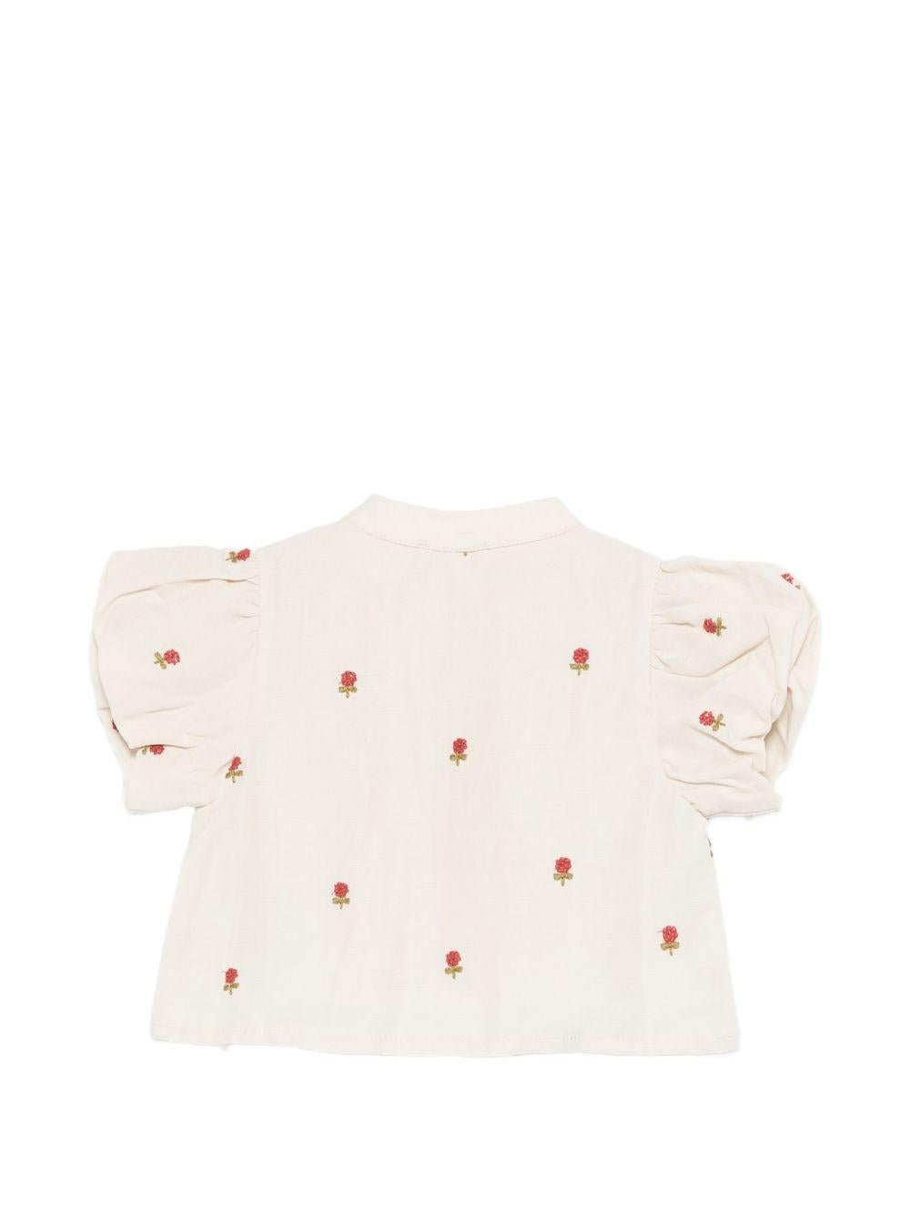 Blusa per neonata Donsje beige con ricamo floreale all - over - Rubino Kids