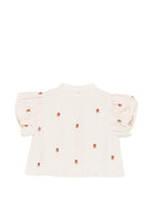 Blusa per neonata Donsje beige con ricamo floreale all - over - Rubino Kids