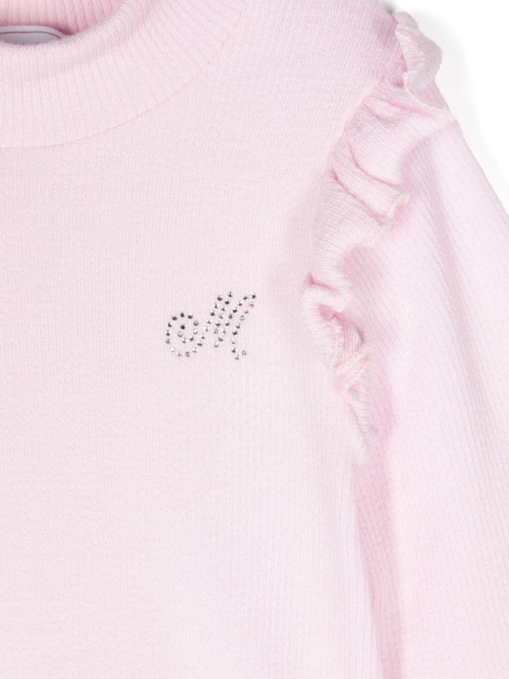 Blusa per neonata Monnalisa rosa con strass e dettagli ruches - Rubino Kids