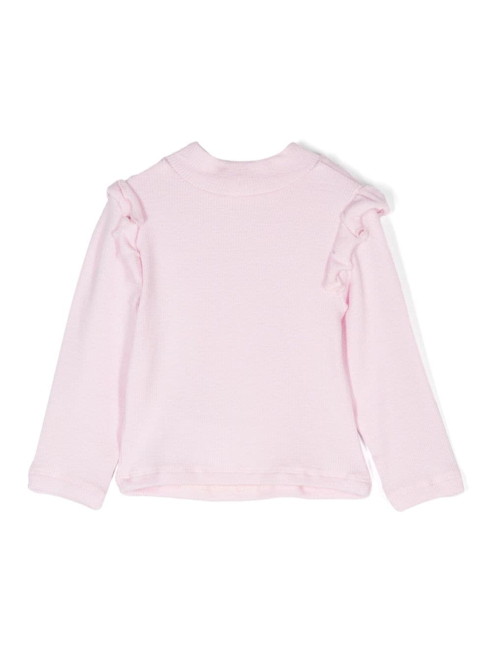 Blusa per neonata Monnalisa rosa con strass e dettagli ruches - Rubino Kids