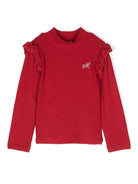 Blusa per neonata Monnalisa rosso con strass e dettagli ruches - Rubino Kids