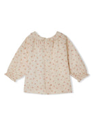 Blusa Tenvol con stampa per neonata Bonpoint beige con colletto Peter Pan - Rubino Kids