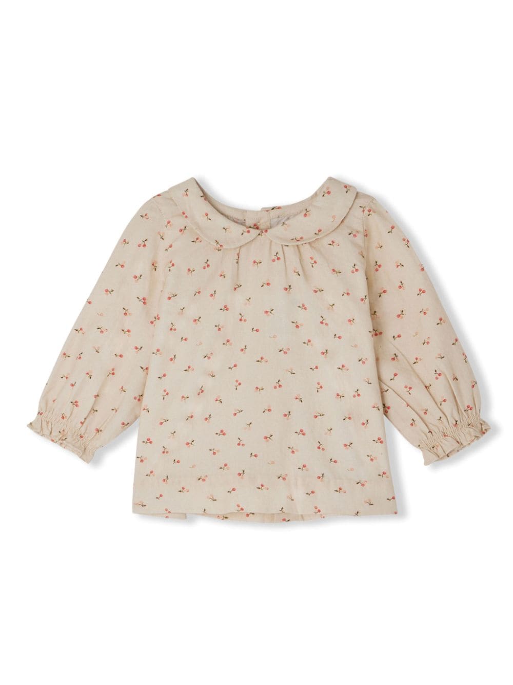 Blusa Tenvol con stampa per neonata Bonpoint beige con colletto Peter Pan - Rubino Kids