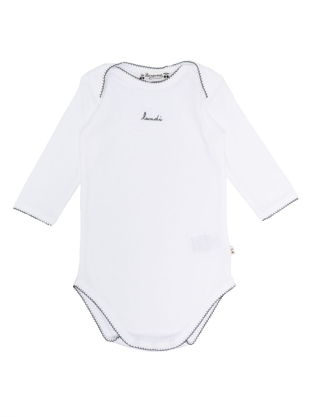 Body a maniche lunghe per neonata Bonpoint bianco con bordi a contrasto - Rubino Kids