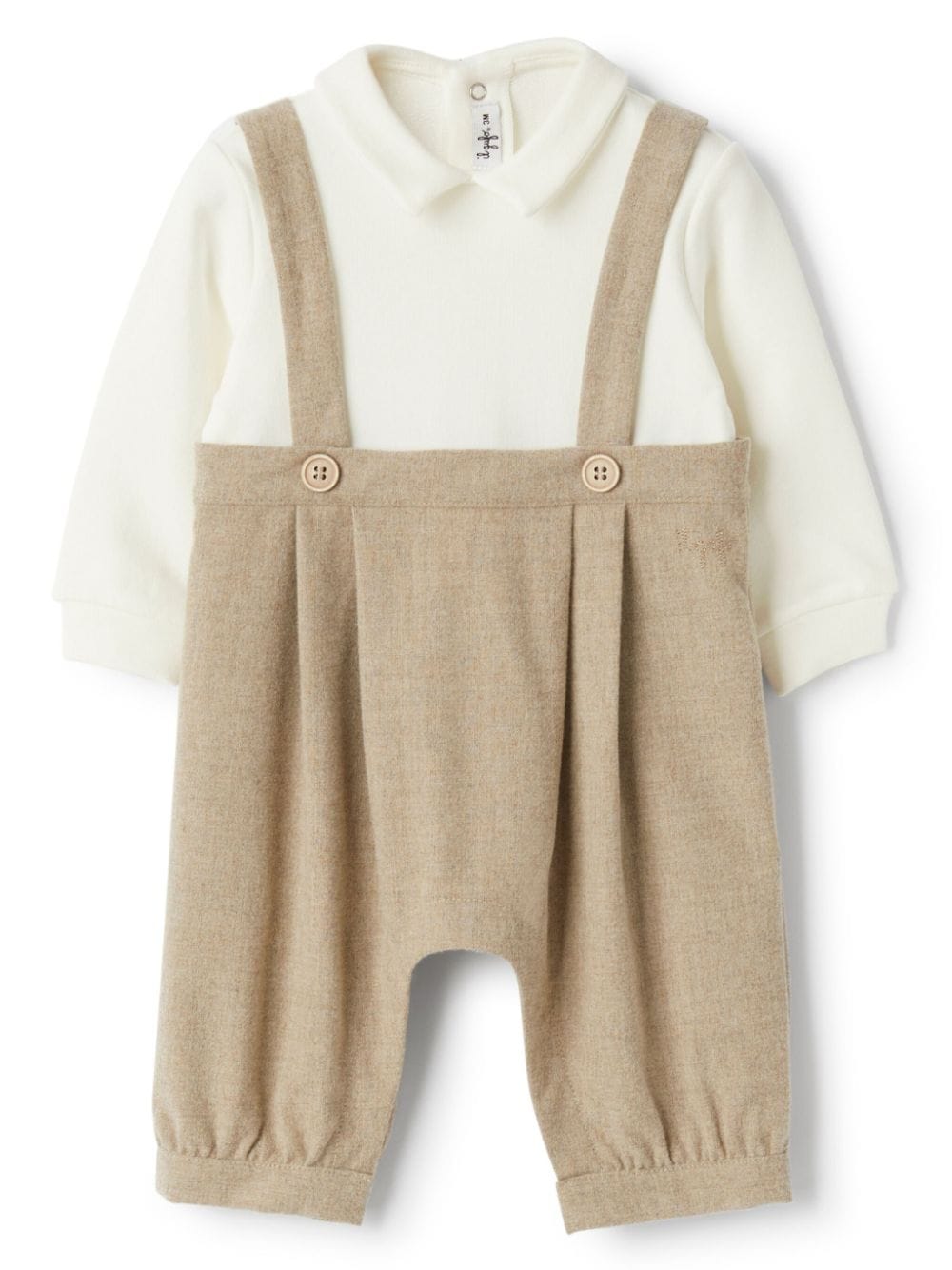 Body con abbottonatura decorativa per neonato Il Gufo beige con chiusura posteriore con bottone - Rubino Kids