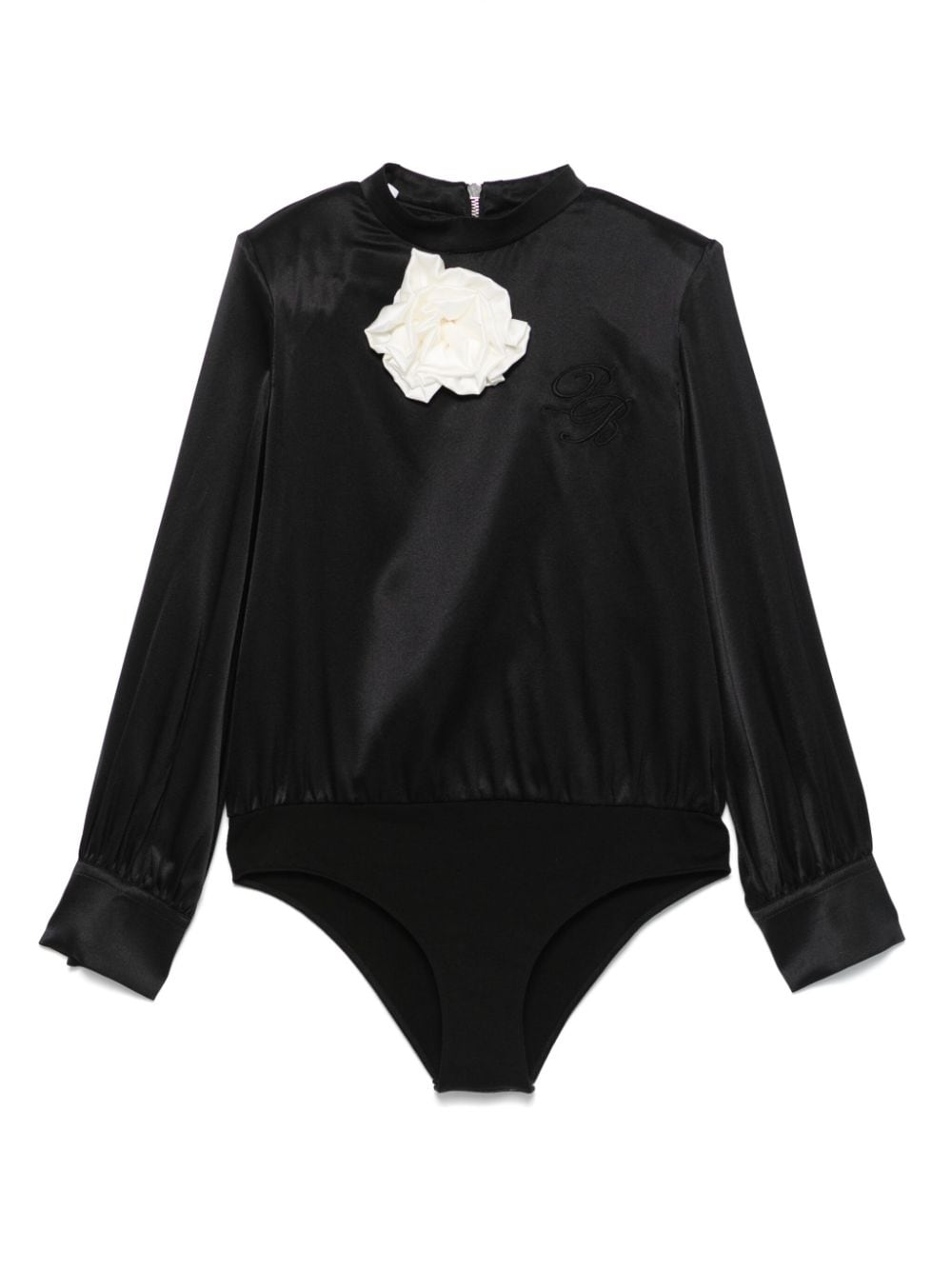 Body con applicazione per bambina Balmain Kids nero con collo a lupetto - Rubino Kids