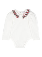 Body con ricamo per neonata Monnalisa bianco con trama jersey - Rubino Kids