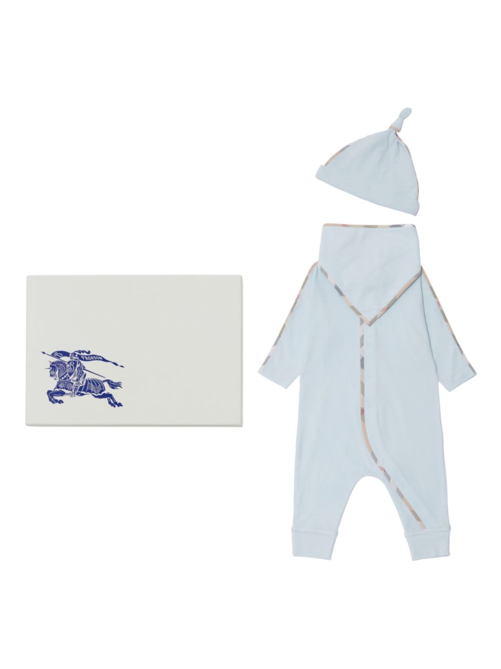 Body con stampa Heck - Piping (set di tre) per neonato Burberry Kids azzurro con colletto alla Peter Pan - Rubino Kids