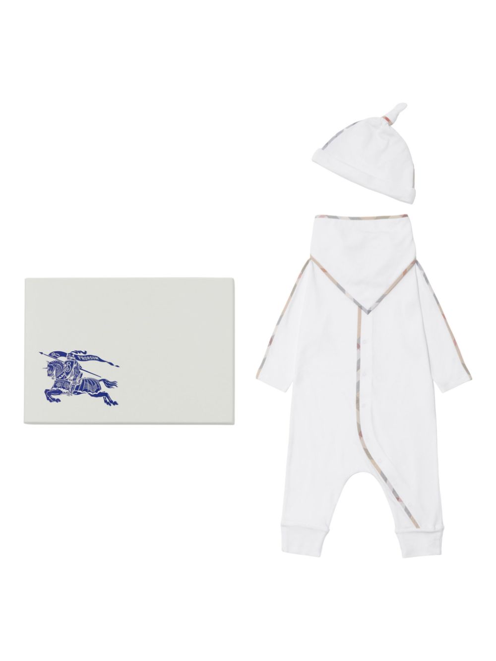 Body con stampa Heck - Piping (set di tre) per neonato Burberry Kids bianco con colletto alla Peter Pan - Rubino Kids