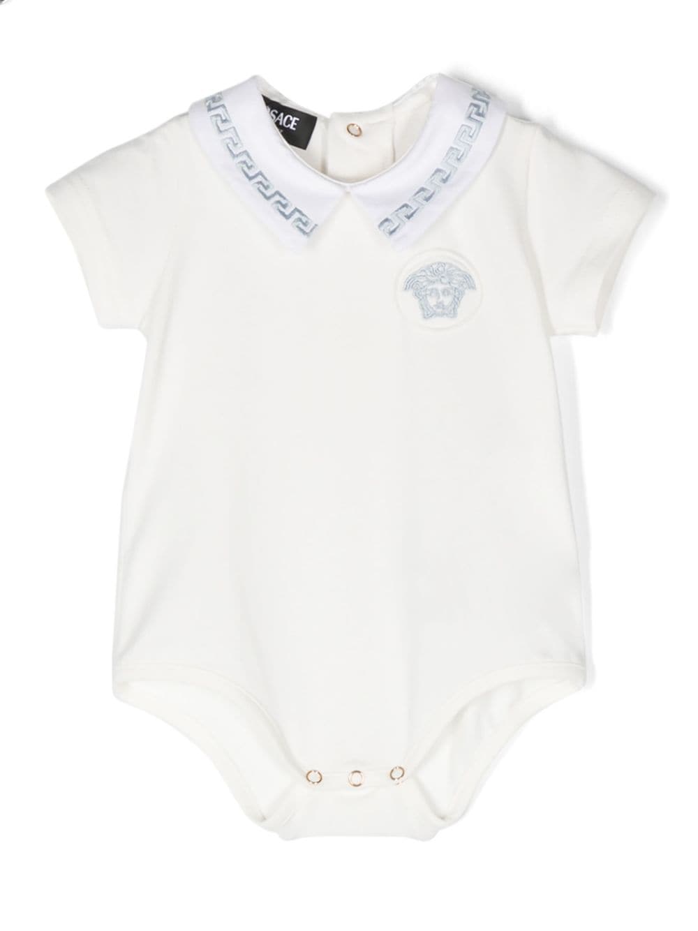 Body in cotone con applicazione Testa di Medusa per neonato Versace Kids bianco con colletto classico - Rubino Kids