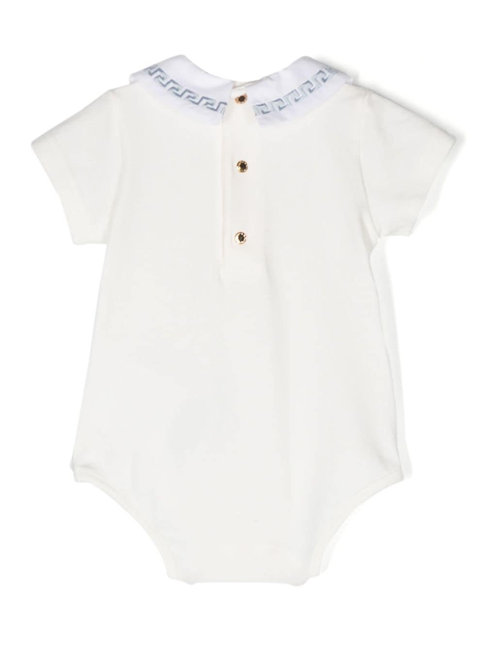 Body in cotone con applicazione Testa di Medusa per neonato Versace Kids bianco con colletto classico - Rubino Kids