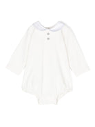 Body in cotone per neonata Paz Rodriguez bianco con cuciture decorative - Rubino Kids