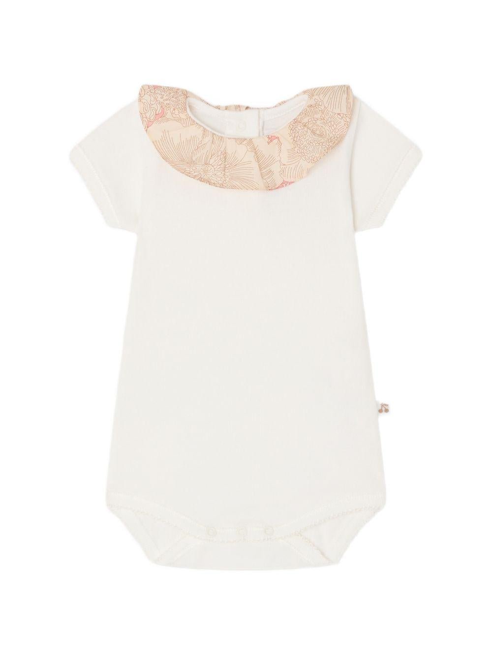 Body per neonata Bonpoint bianca con colletto a contrasto - Rubino Kids
