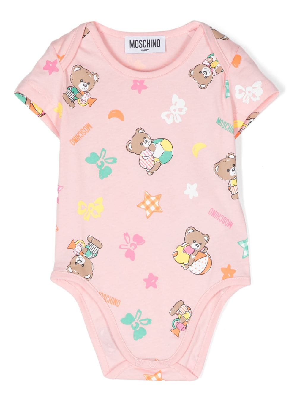 Body per neonata Moschino Kids rosa con stampa Teddy Bear - Rubino Kids