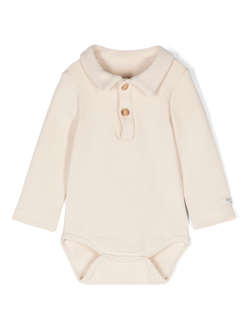 Body per neonati Donsje Paulo beige con design a coste e colletto classico - Rubino Kids