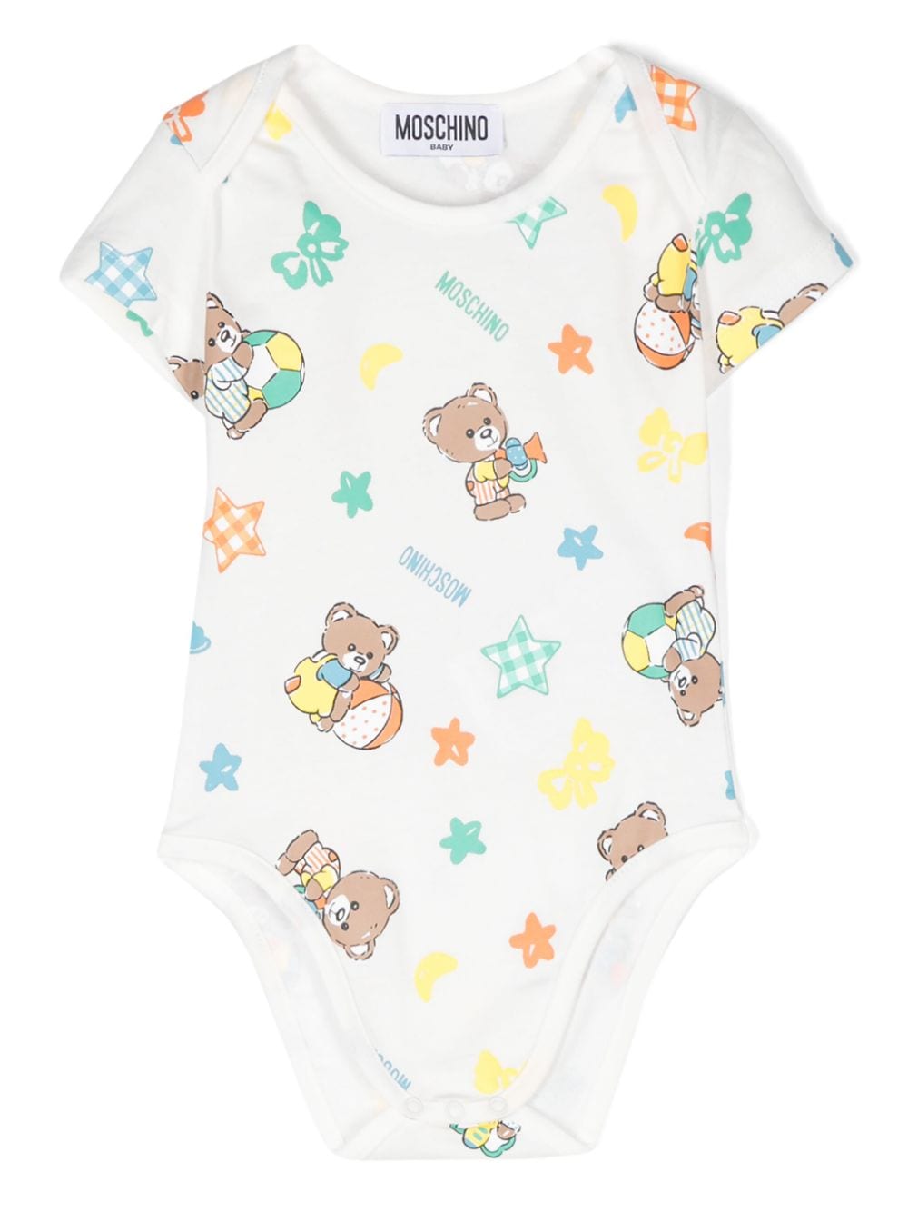 Body per neonati Moschino Kids bianco con stampa Teddy Bear - Rubino Kids