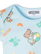 Body per neonato Moschino Kids azzurro con stampa Teddy Bear - Rubino Kids