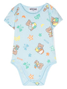 Body per neonato Moschino Kids azzurro con stampa Teddy Bear - Rubino Kids