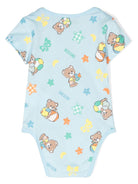 Body per neonato Moschino Kids azzurro con stampa Teddy Bear - Rubino Kids