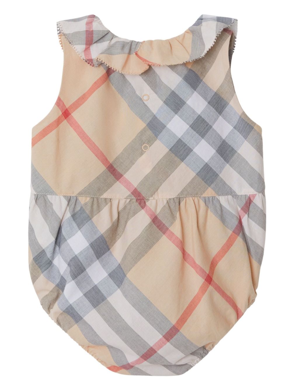 Body Vintage Check per neonato Burberry Kids beige con dettagli arricciati - Rubino Kids