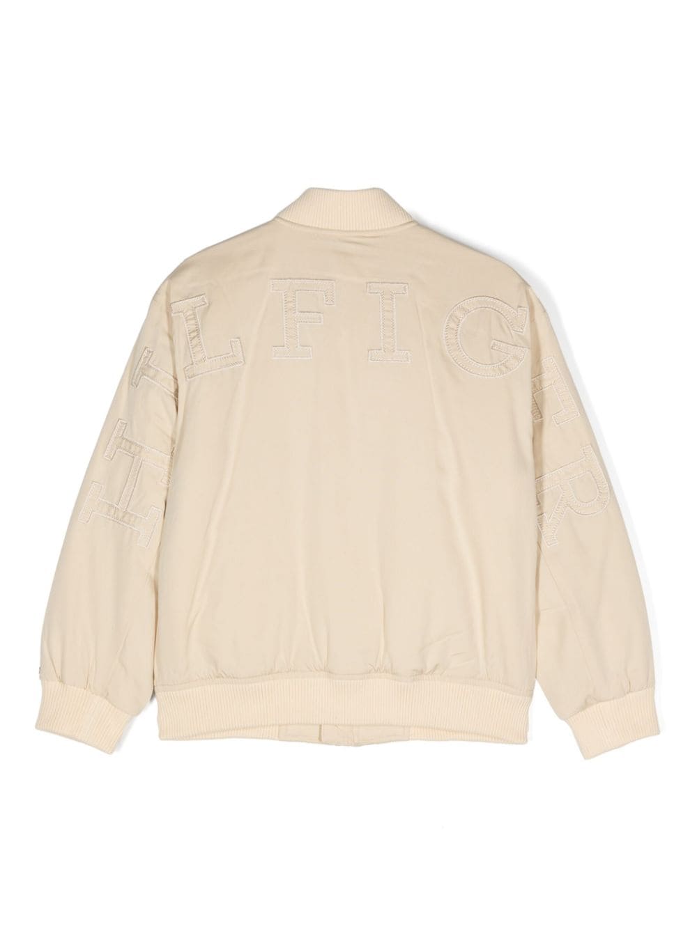 Bomber con applicazione per bambino Tommy Hilfiger Junior beige con colletto a coste - Rubino Kids