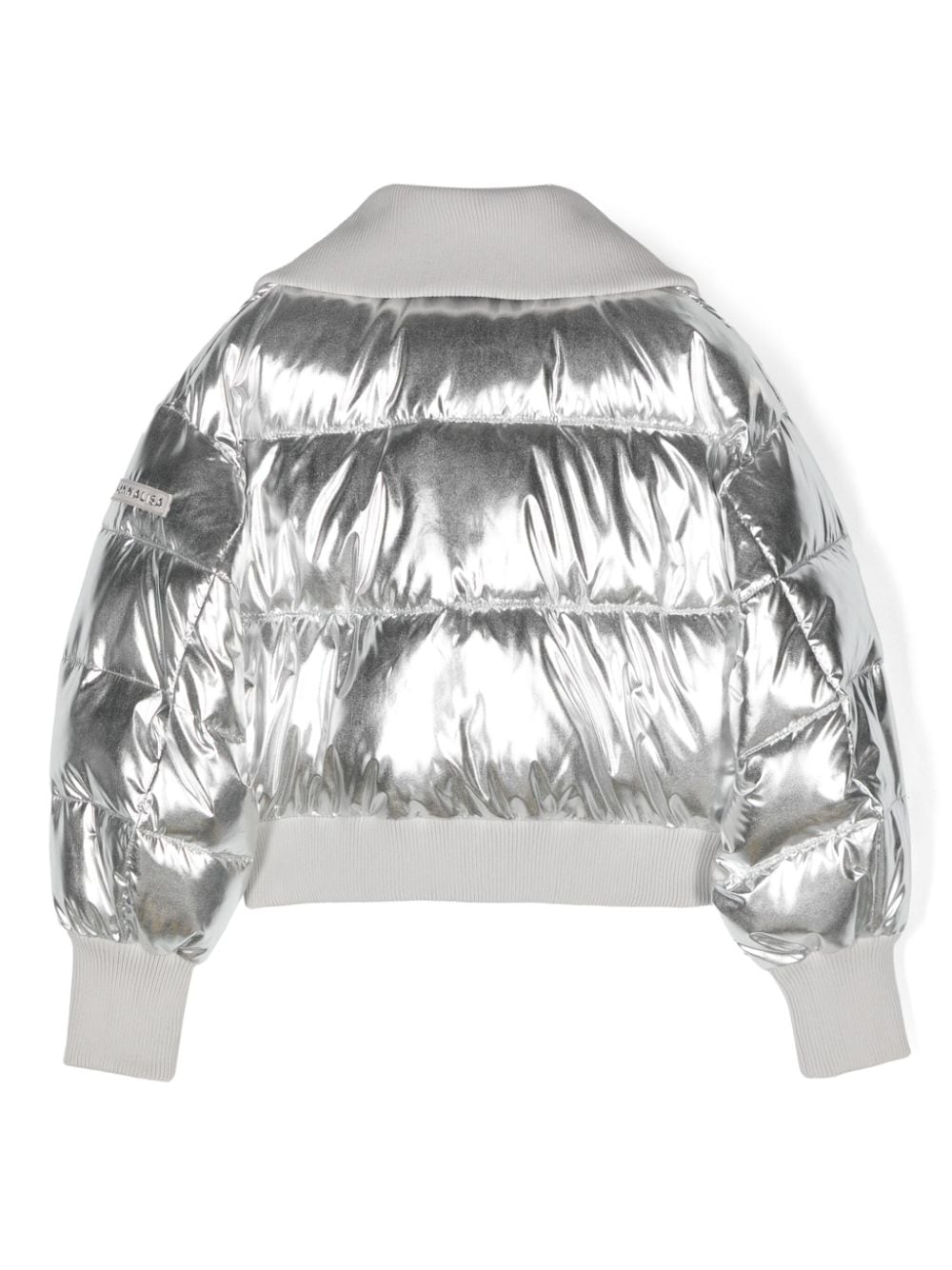 Bomber metallizzato per bambina Monnalisa argento con collo alto - Rubino Kids