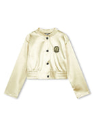 Bomber per bambina Dkny Kids bianco con applicazione con logo sul petto - Rubino Kids