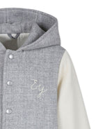 Bomber per bambino Eleventy Kids grigio con cappuccio e maniche a contrasto - Rubino Kids