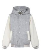 Bomber per bambino Eleventy Kids grigio con cappuccio e maniche a contrasto - Rubino Kids