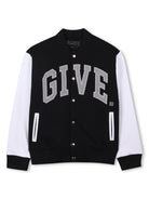 Bomber per bambino Givenchy Kids nero con applicazione frontale con logo - Rubino Kids