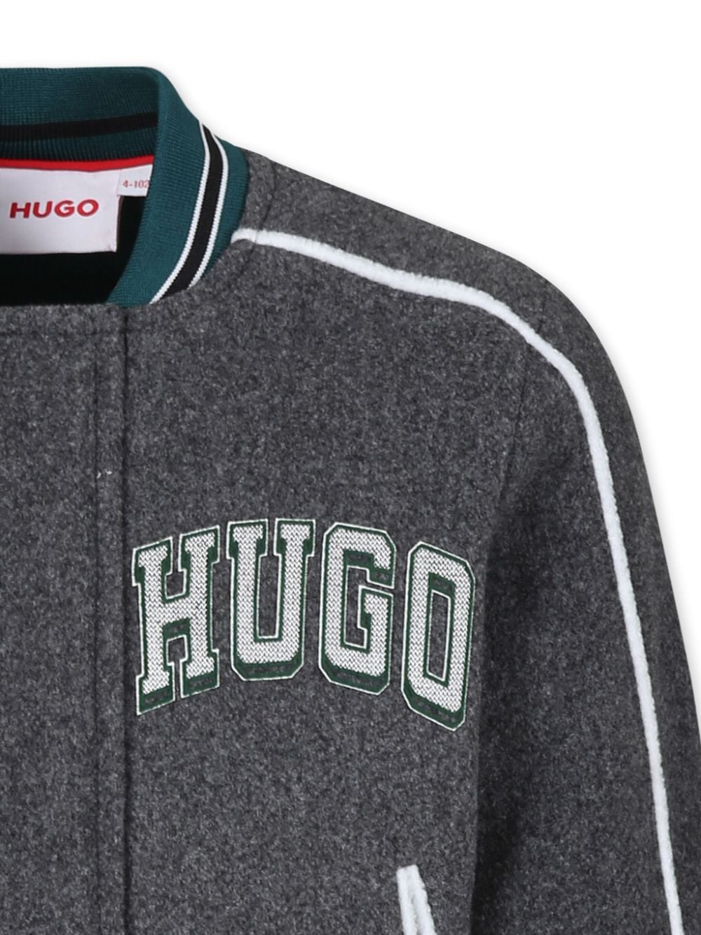 Bomber per bambino Hugo Kids grigio con stampa logo sul petto e bordi a contrasto - Rubino Kids