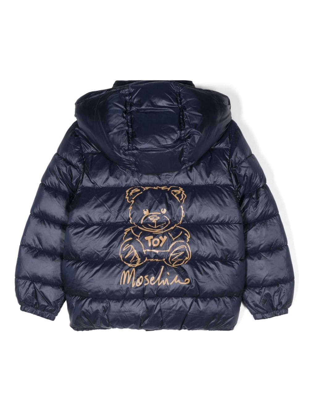 Bomber per bambino Moschino Kids blu imbottito con logo sul petto - Rubino Kids