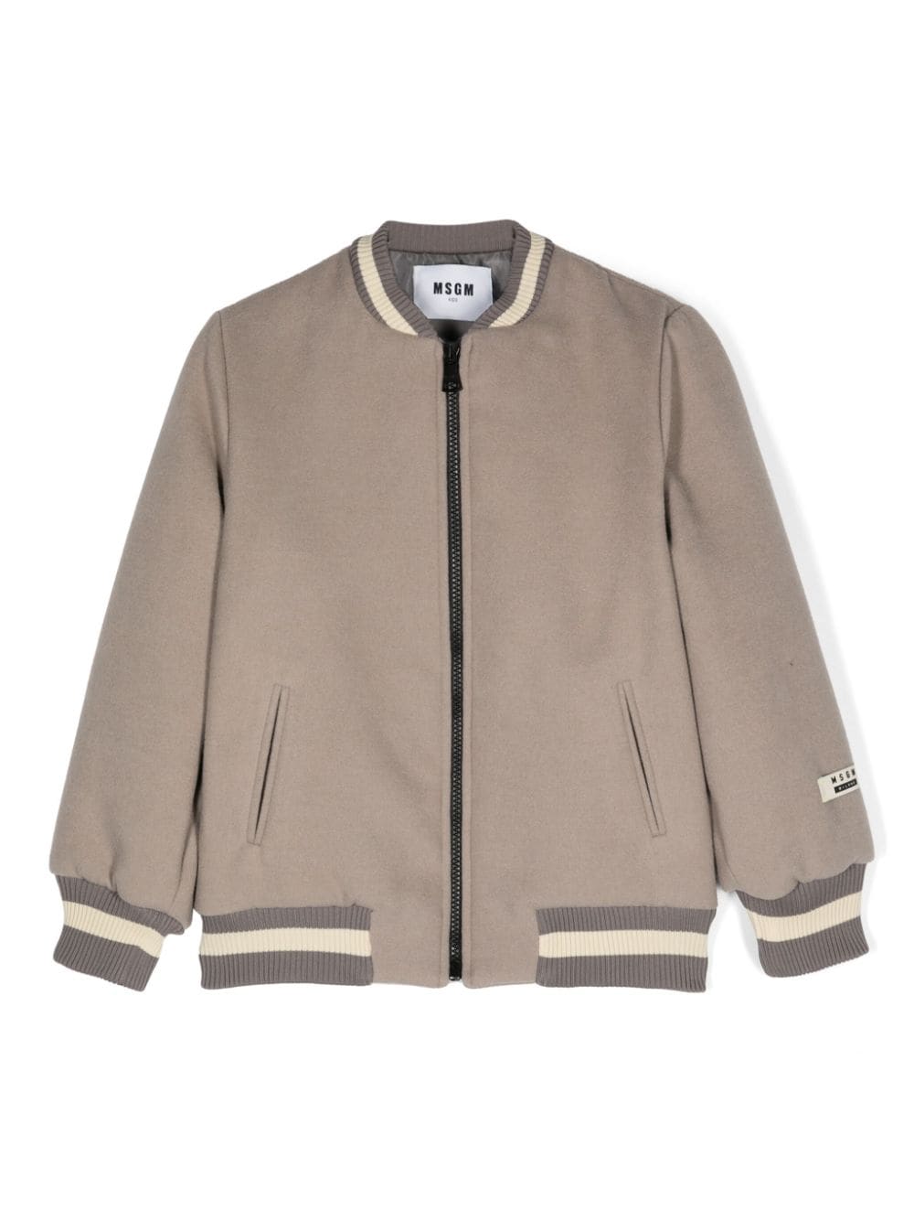 Bomber per bambino MSGM Kids grigio con applicazione logo sulla manica - Rubino Kids