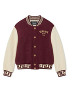 Bomber per bambino Versace Kids rosso e beige con motivo a Greca - Rubino Kids